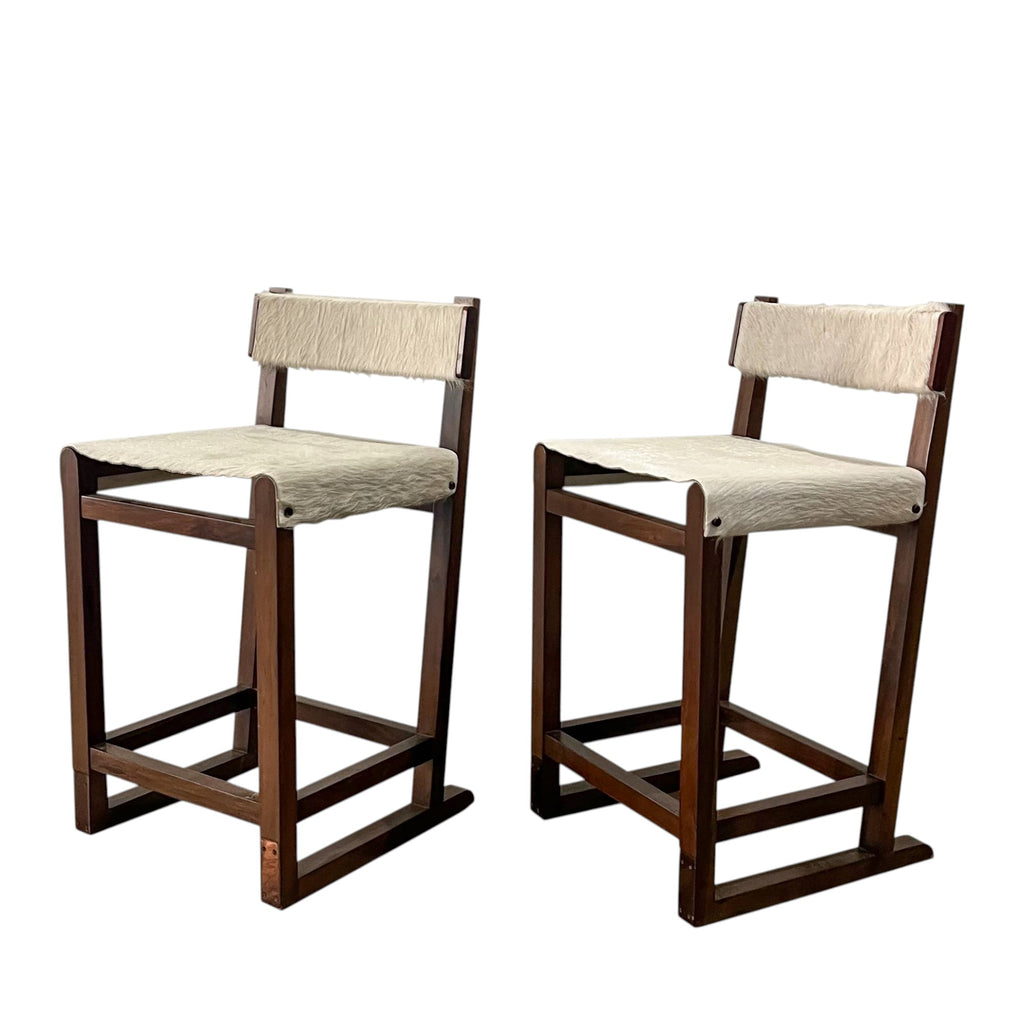 Piero Counter Stools in White Hair Hide