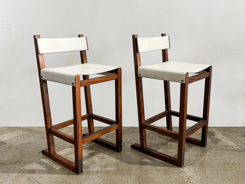 Set of 2 Piero Counter Stools in White Leather