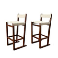 Set of 2 Piero Bar Stools in White Leather