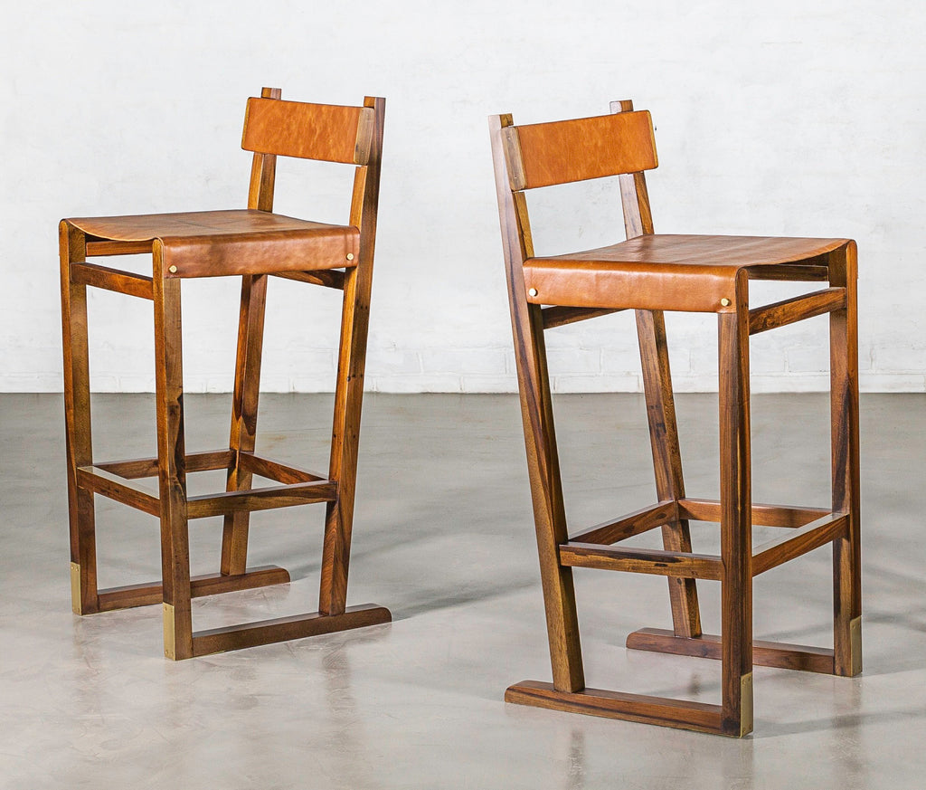 Set of 2 Piero Counter Stools in Caramel Leather