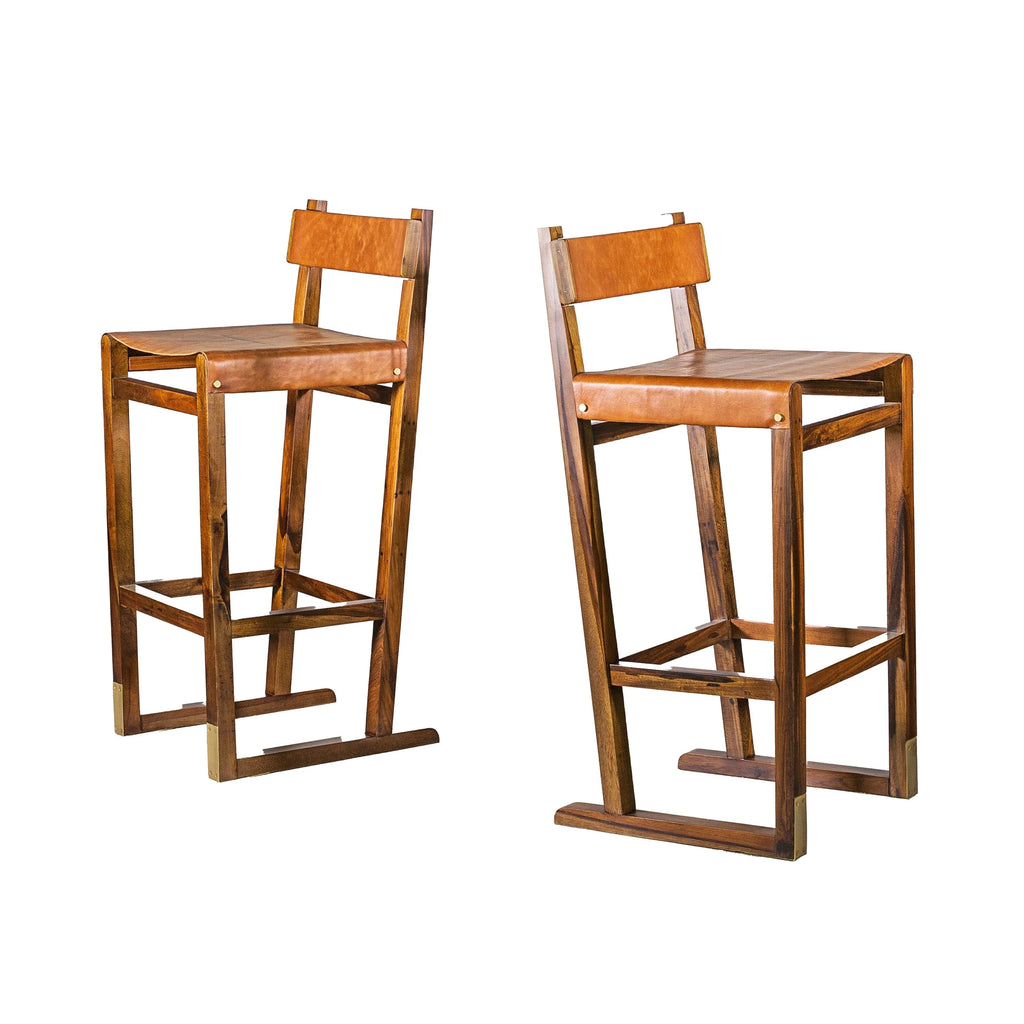 Set of 2 Piero Counter Stools in Caramel Leather