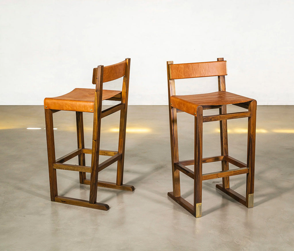 Set of 2 Piero Counter Stools in Caramel Leather