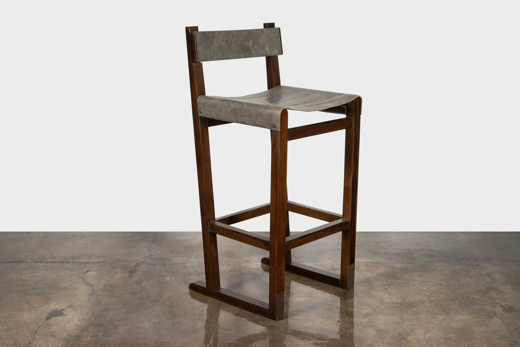 Piero Stool in Grey Leather