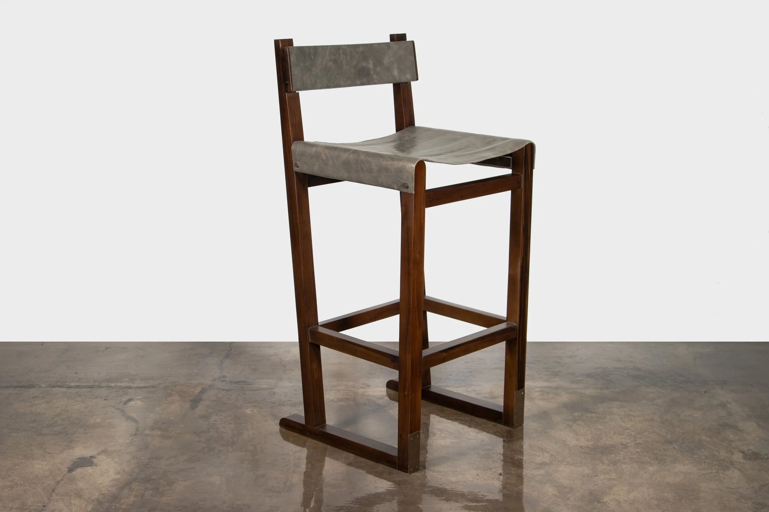 Piero Stool in Grey Leather