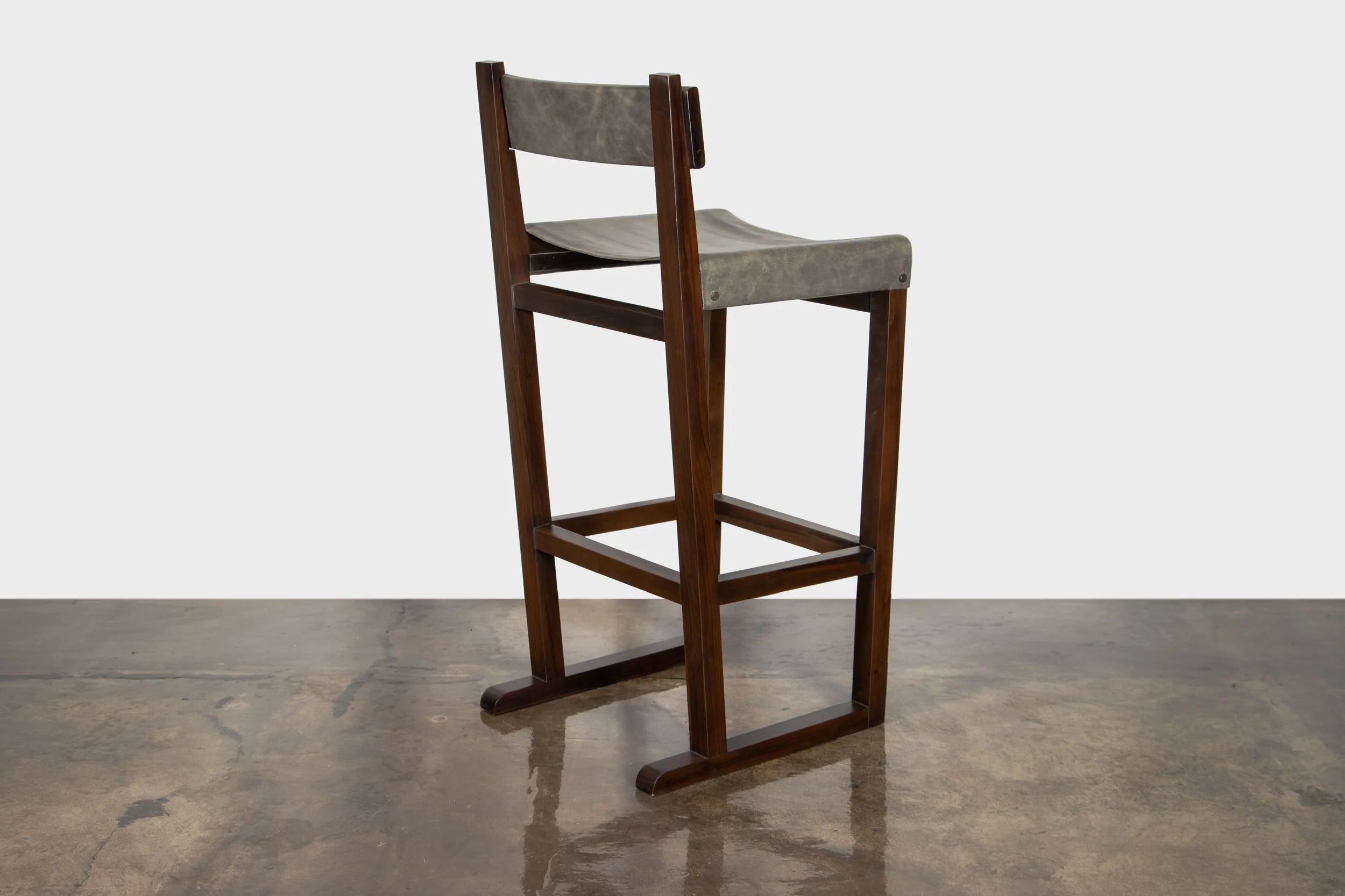 Piero Stool in Grey Leather