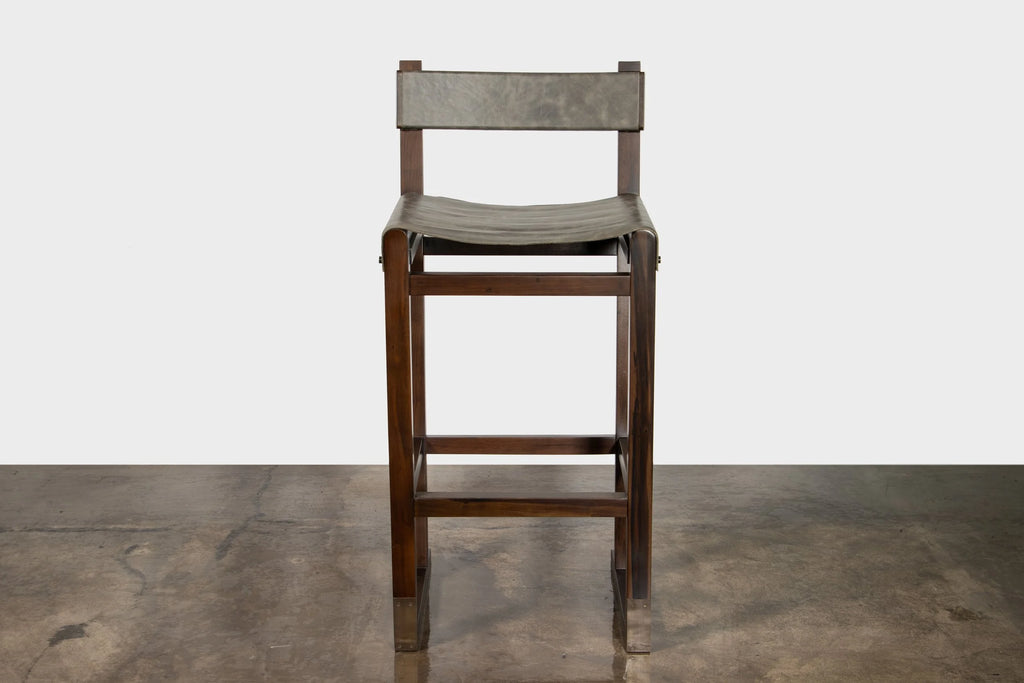 Piero Stool in Grey Leather