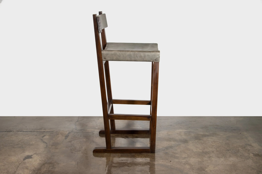 Piero Stool in Grey Leather