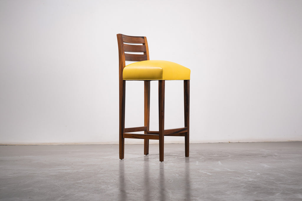 Renzo Stool in Yellow Leather