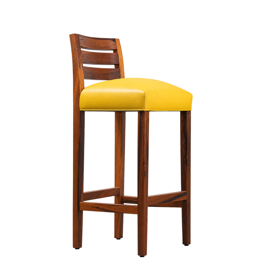 Renzo Stool in Yellow Leather