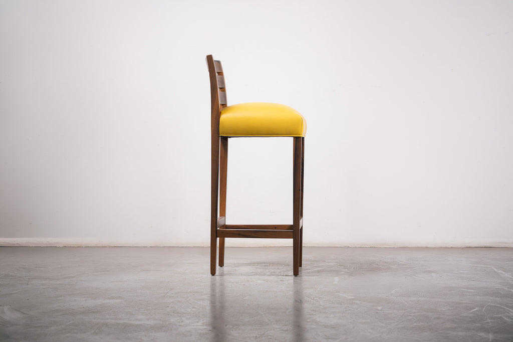 Renzo Stool in Yellow Leather