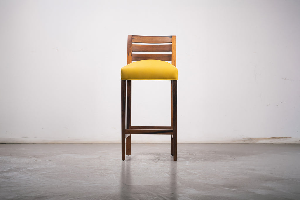 Renzo Stool in Yellow Leather