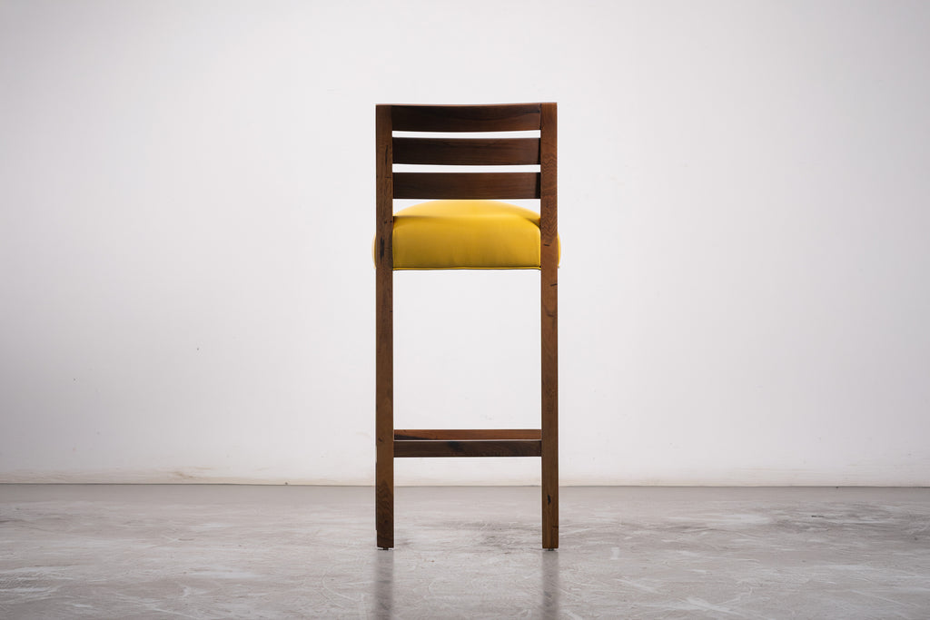 Renzo Stool in Yellow Leather