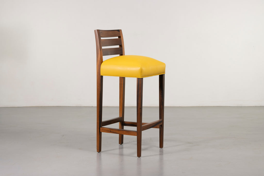 Renzo Bar Stool in Yellow Leather