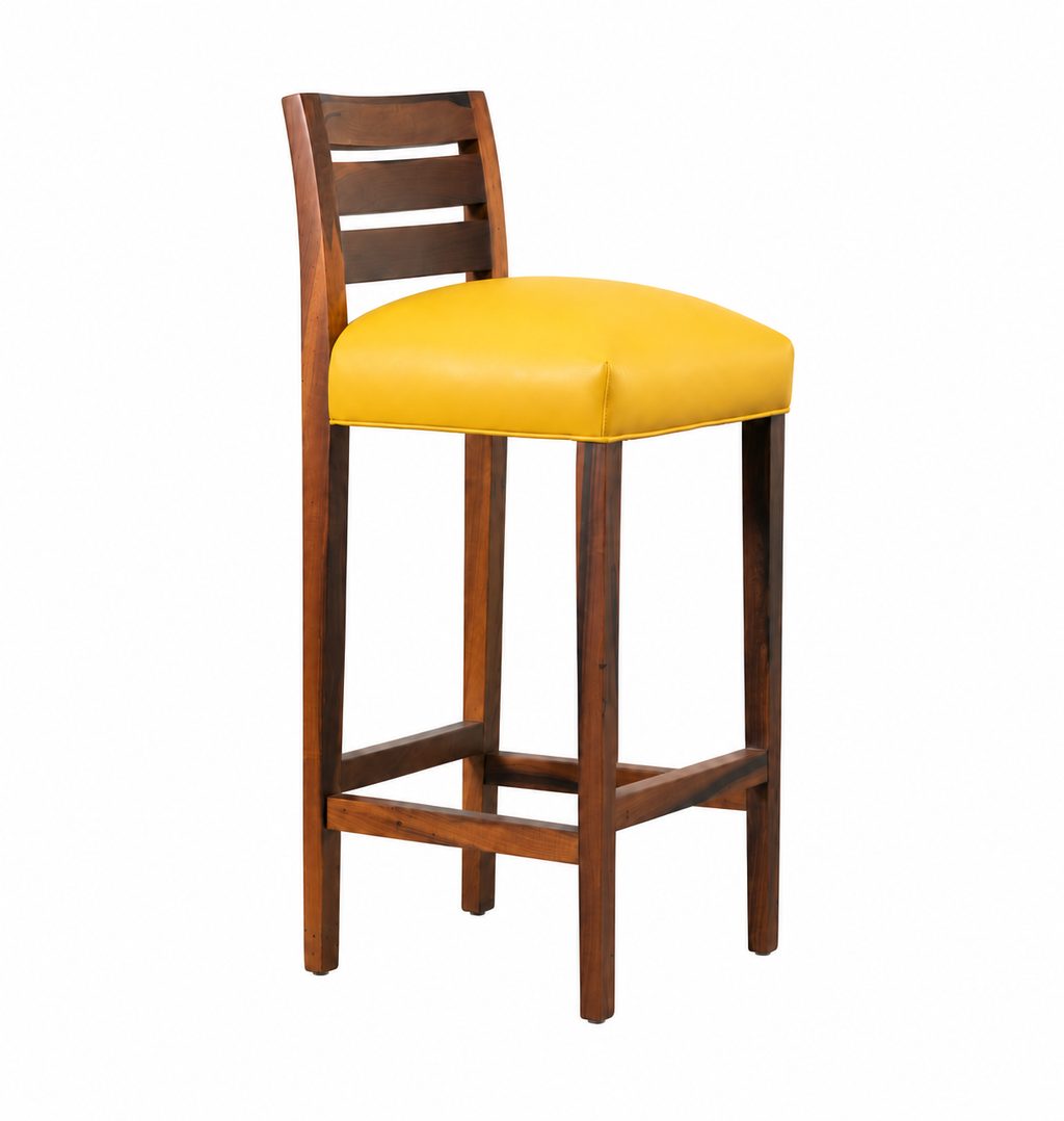 Renzo Bar Stool in Yellow Leather