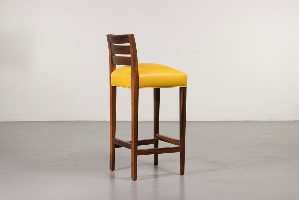 Renzo Bar Stool in Yellow Leather