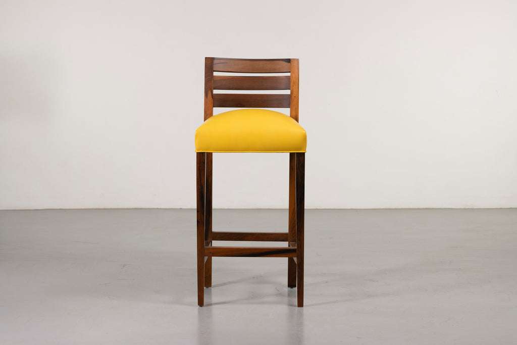 Renzo Bar Stool in Yellow Leather
