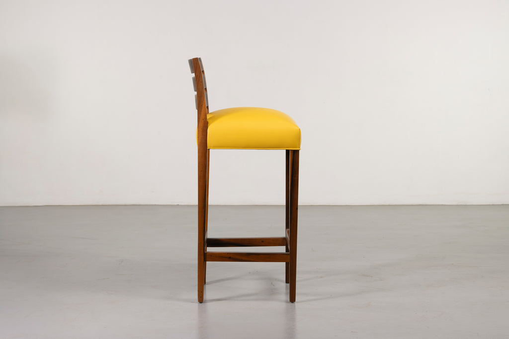 Renzo Bar Stool in Yellow Leather