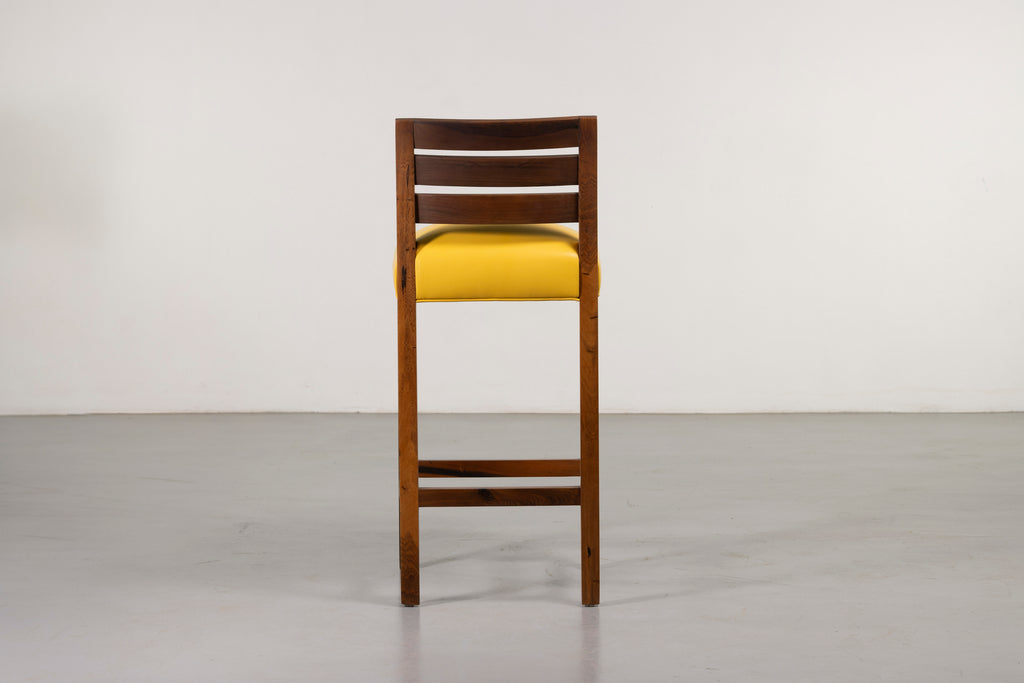 Renzo Bar Stool in Yellow Leather