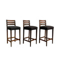 Set of 3 Renzo Bar Stools in Black Fabric