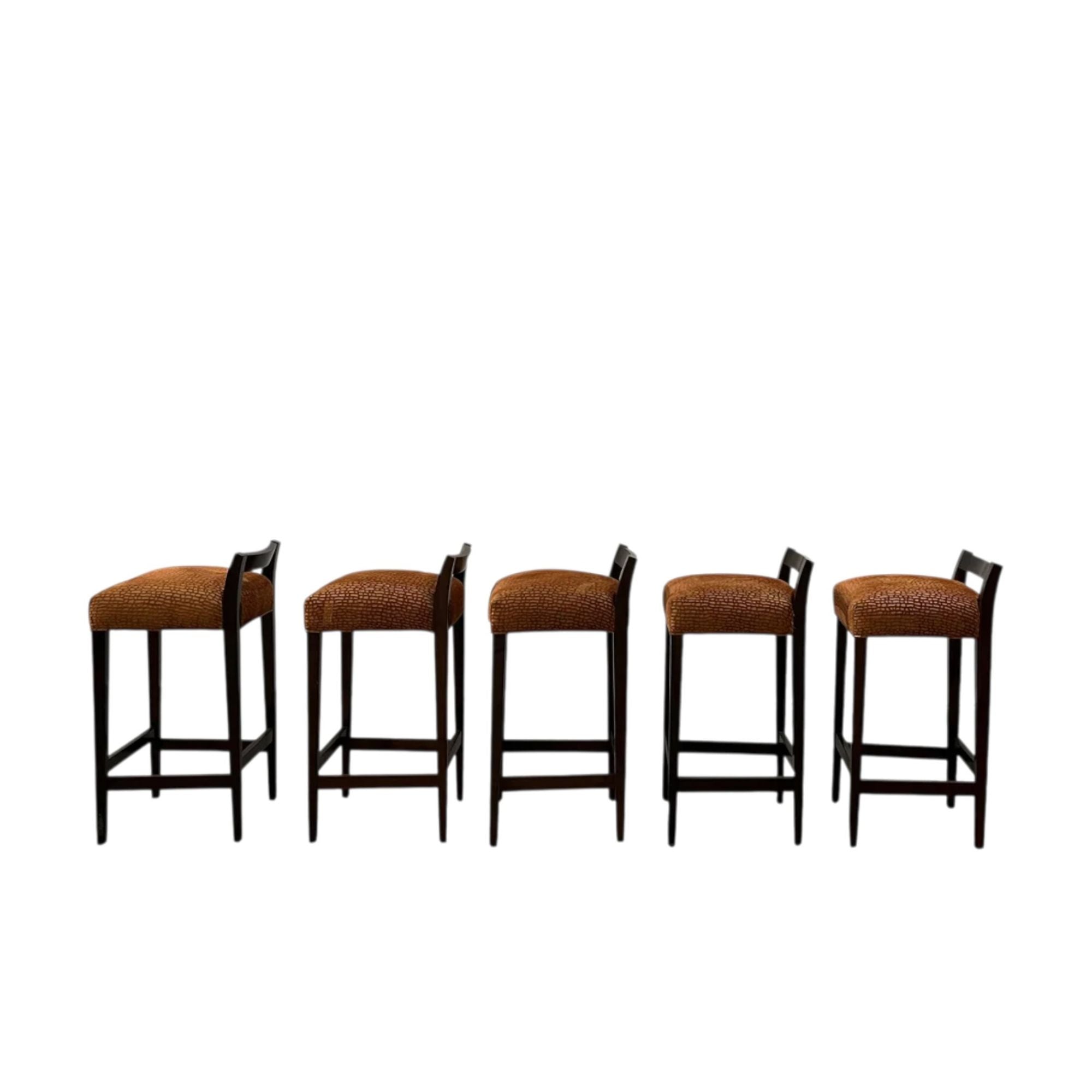 Set of 6 Umberto Stools in Orange Fabric