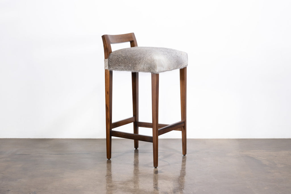 Umberto Stool in Gray Hair Hide Leather