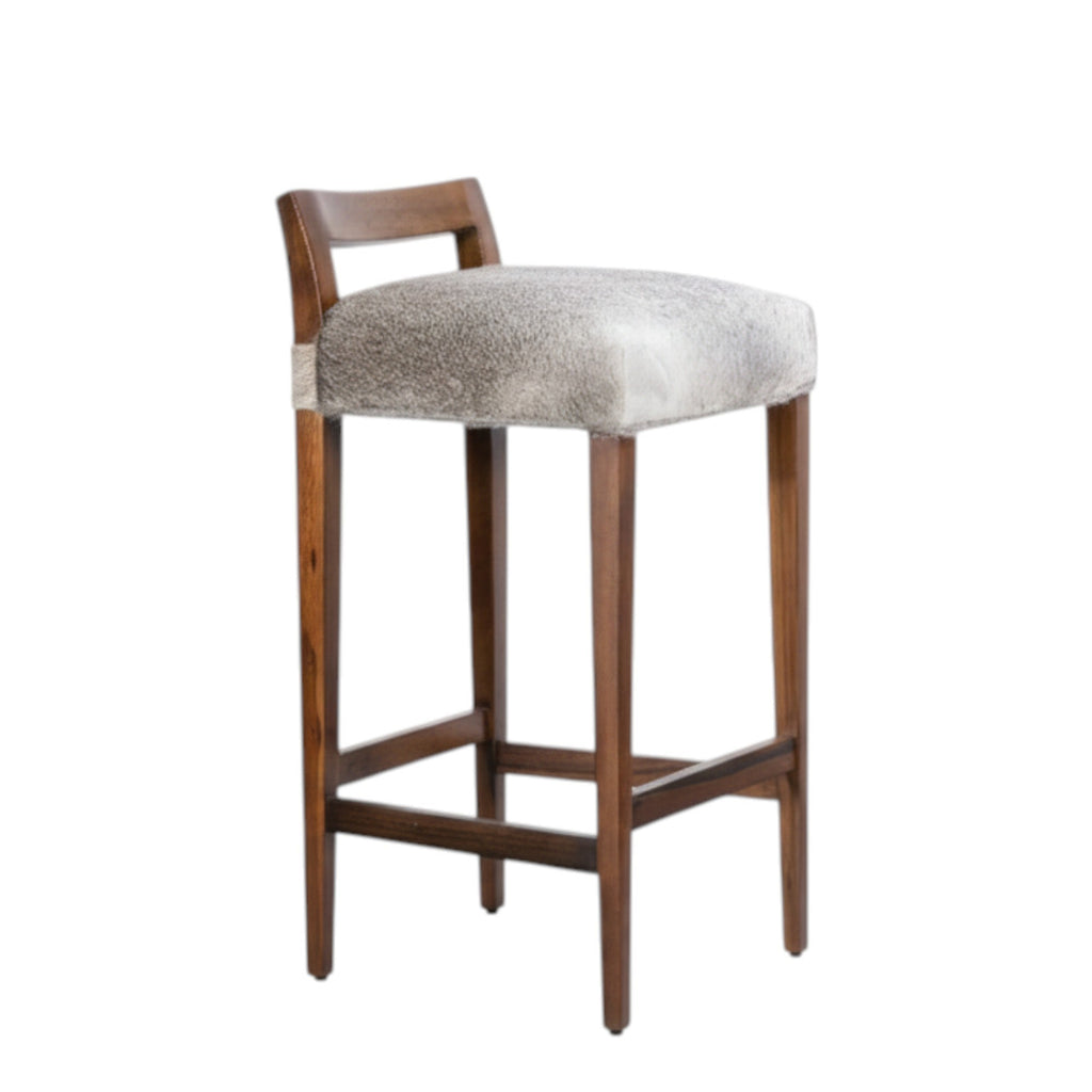 Umberto Stool in Gray Hair Hide Leather