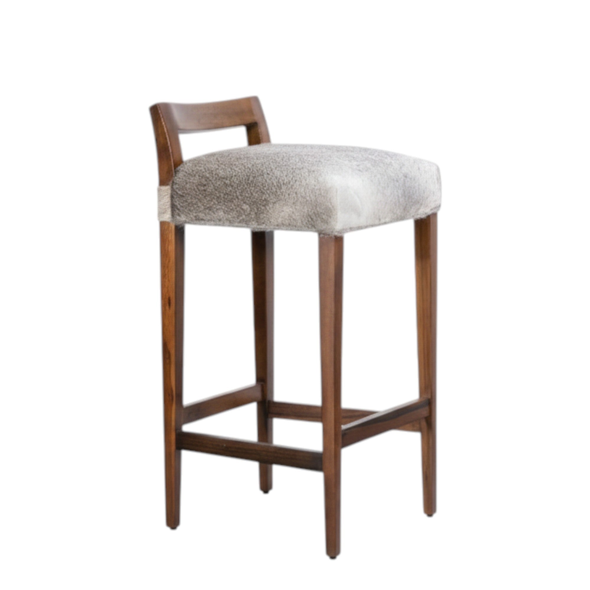 Umberto Stool in Gray Hair Hide Leather