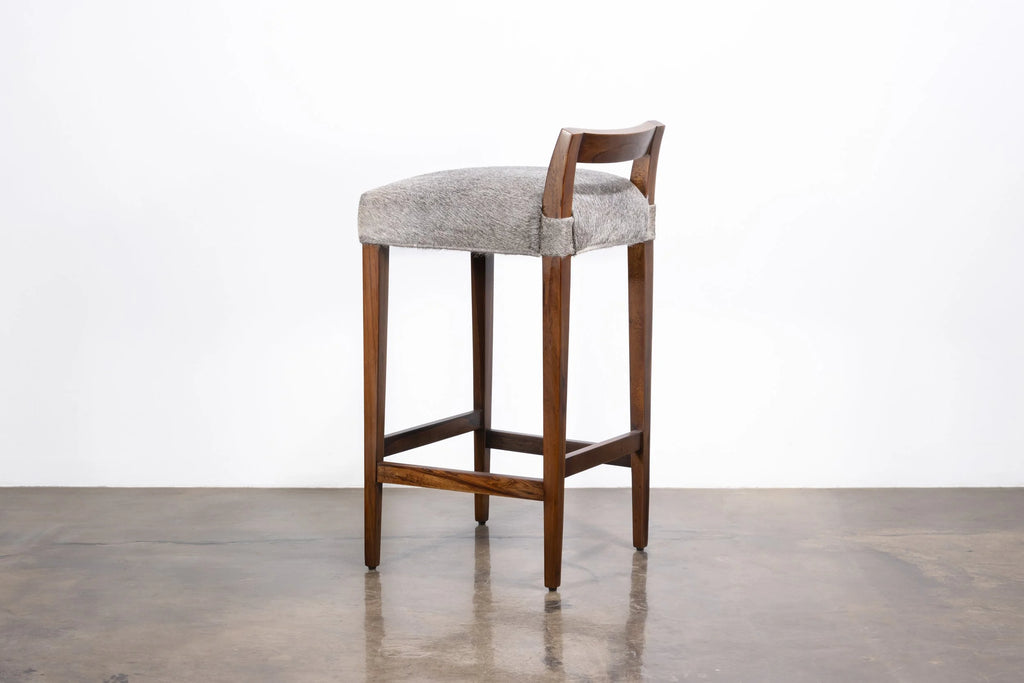 Umberto Stool in Gray Hair Hide Leather