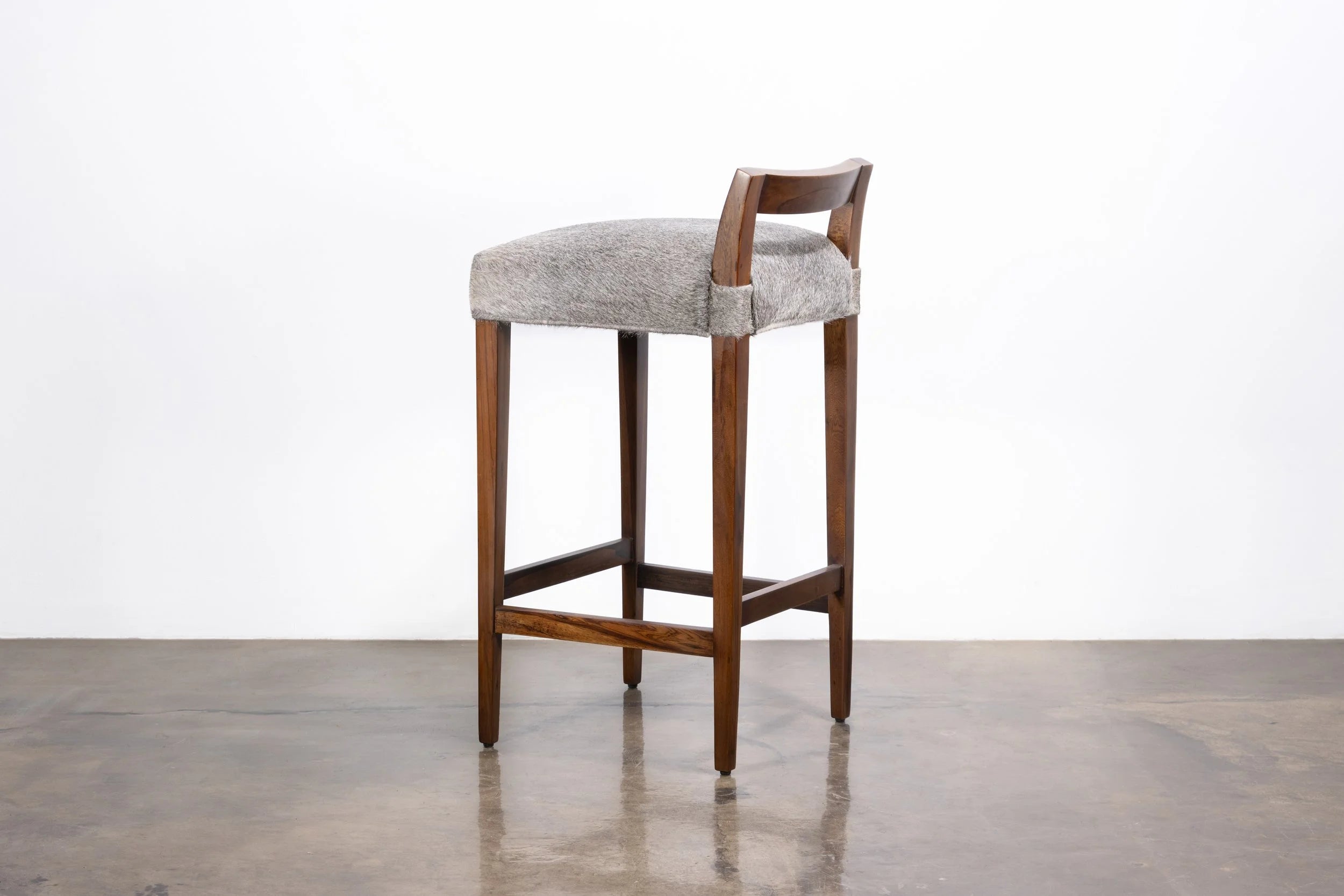 Umberto Stool in Gray Hair Hide Leather