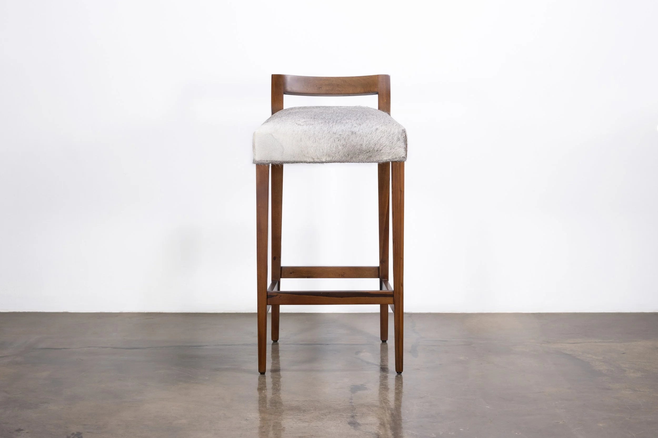 Umberto Stool in Gray Hair Hide Leather