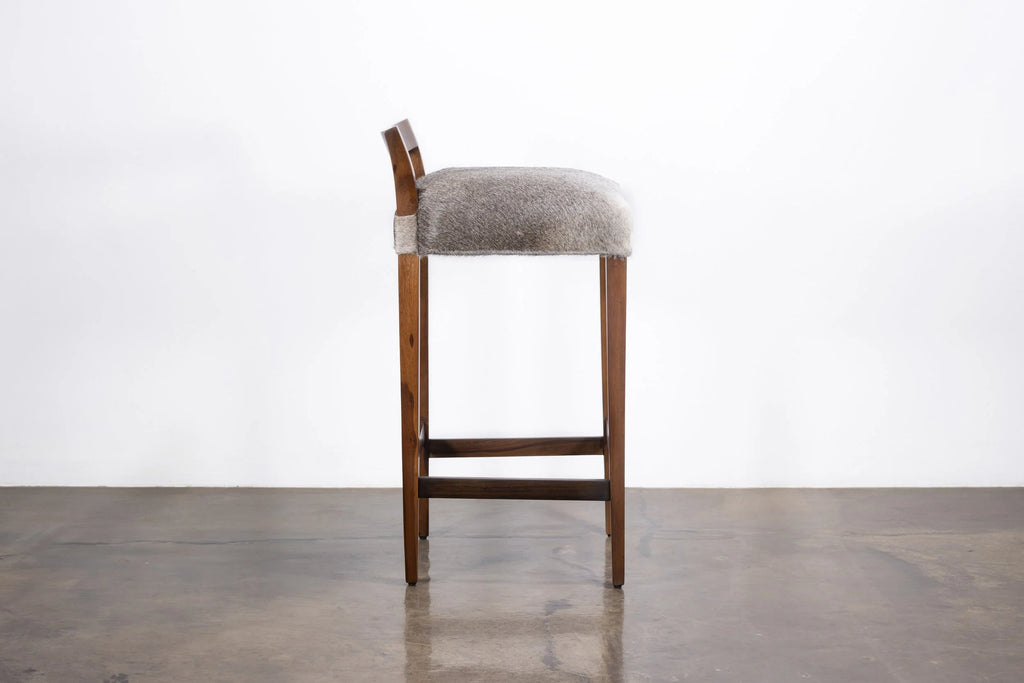 Umberto Stool in Gray Hair Hide Leather
