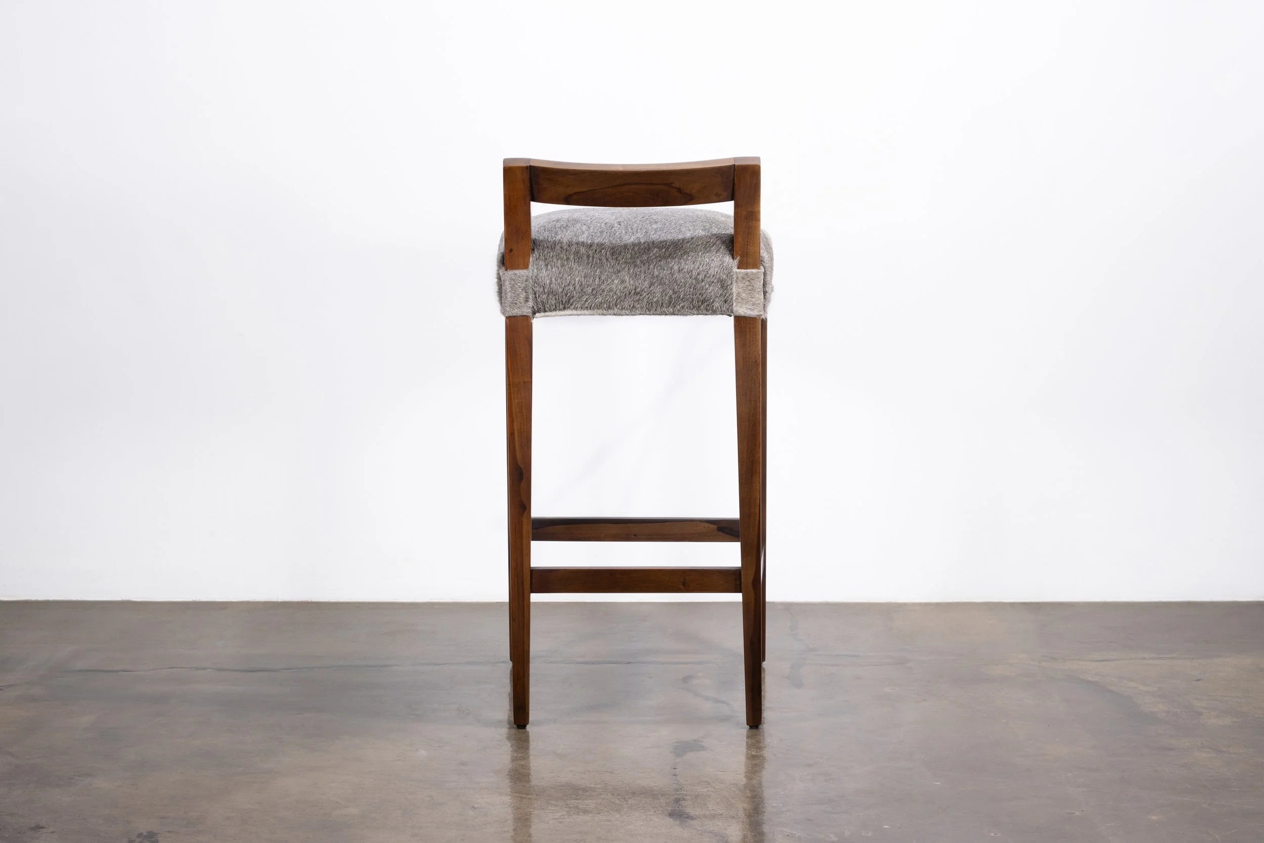 Umberto Stool in Gray Hair Hide Leather