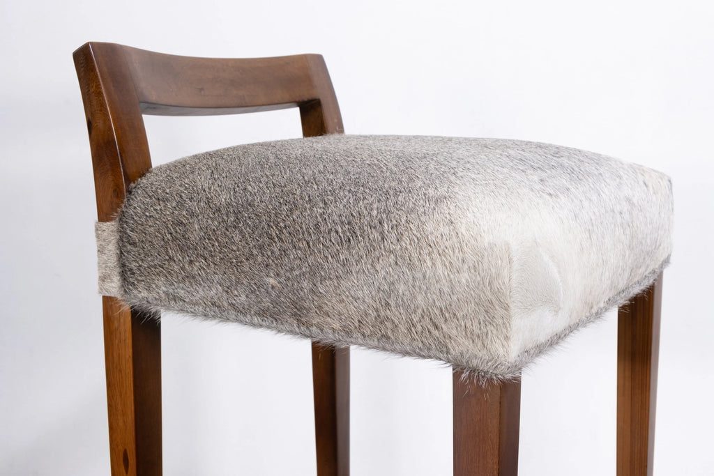 Umberto Stool in Gray Hair Hide Leather