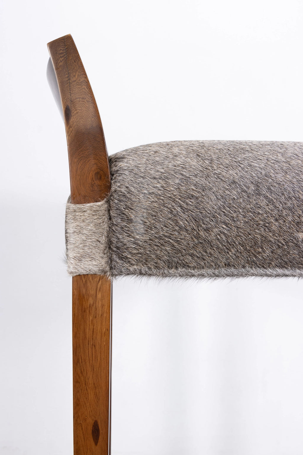 Umberto Stool in Gray Hair Hide Leather