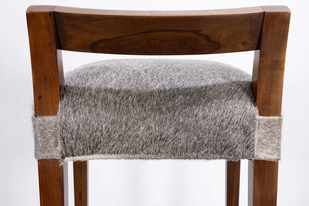 Umberto Stool in Gray Hair Hide Leather