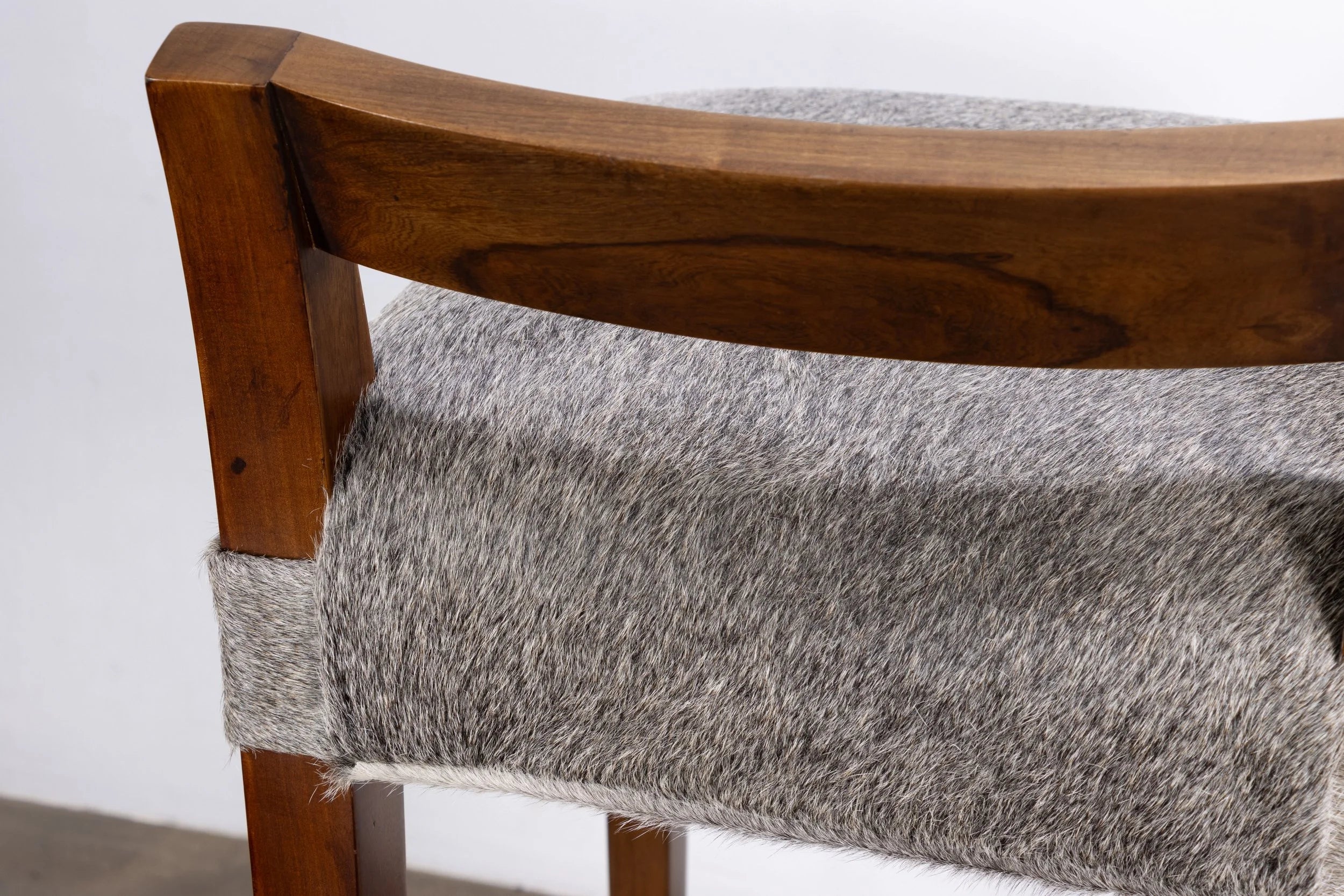 Umberto Stool in Gray Hair Hide Leather