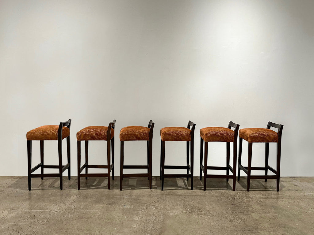 Set of 6 Umberto Stools in Orange Fabric