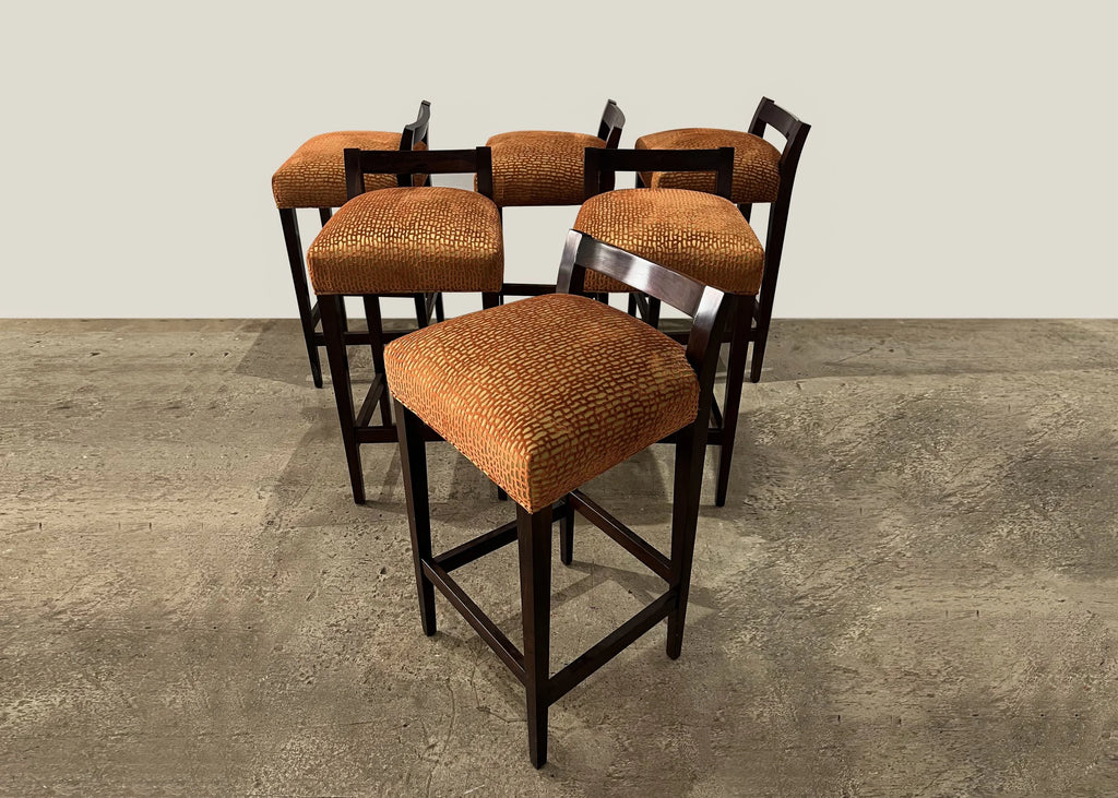 Set of 6 Umberto Stools in Orange Fabric