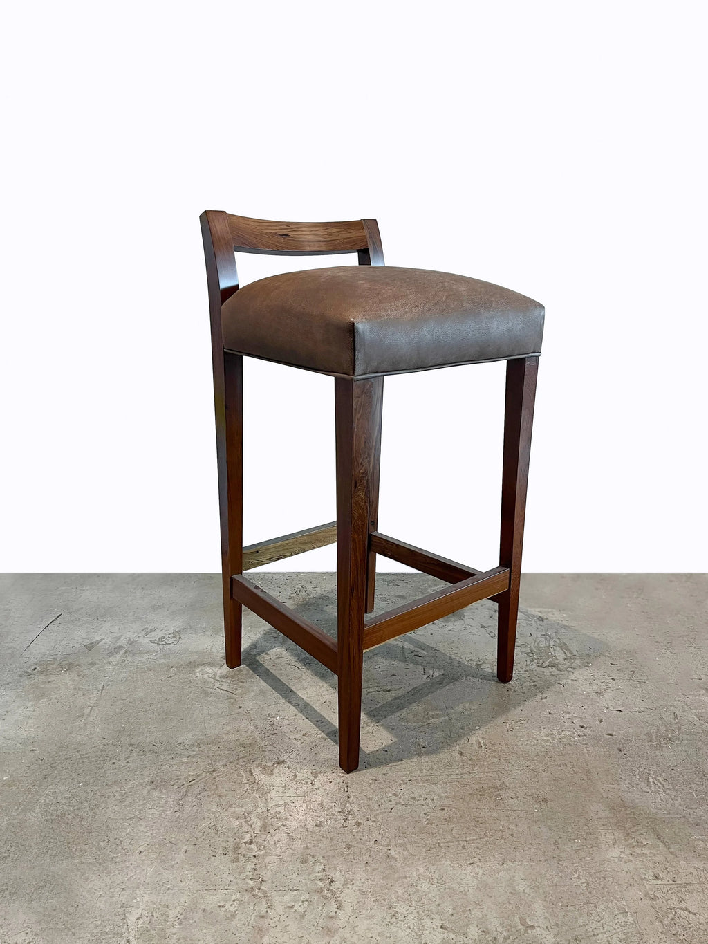 Umberto Stool in Gray-Chocolate Leather