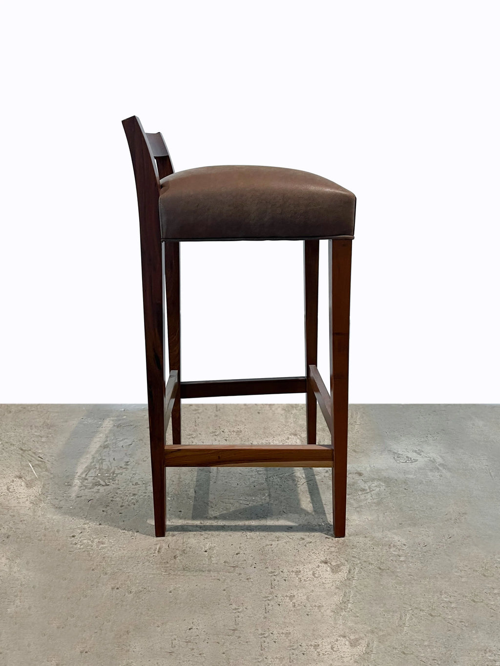 Umberto Stool in Gray-Chocolate Leather