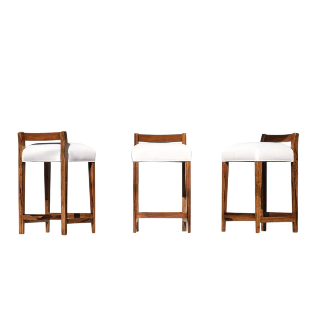 Set of 8 Umberto Counter Stools in White Fabric